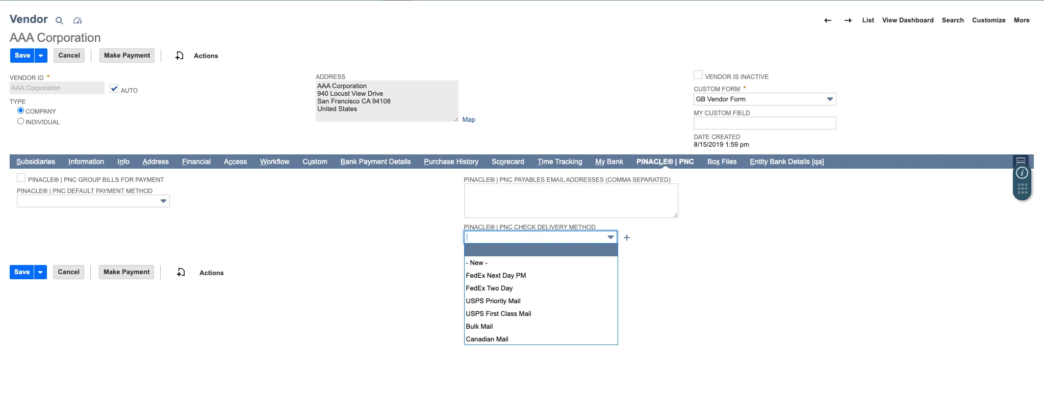 Select Delivery Method