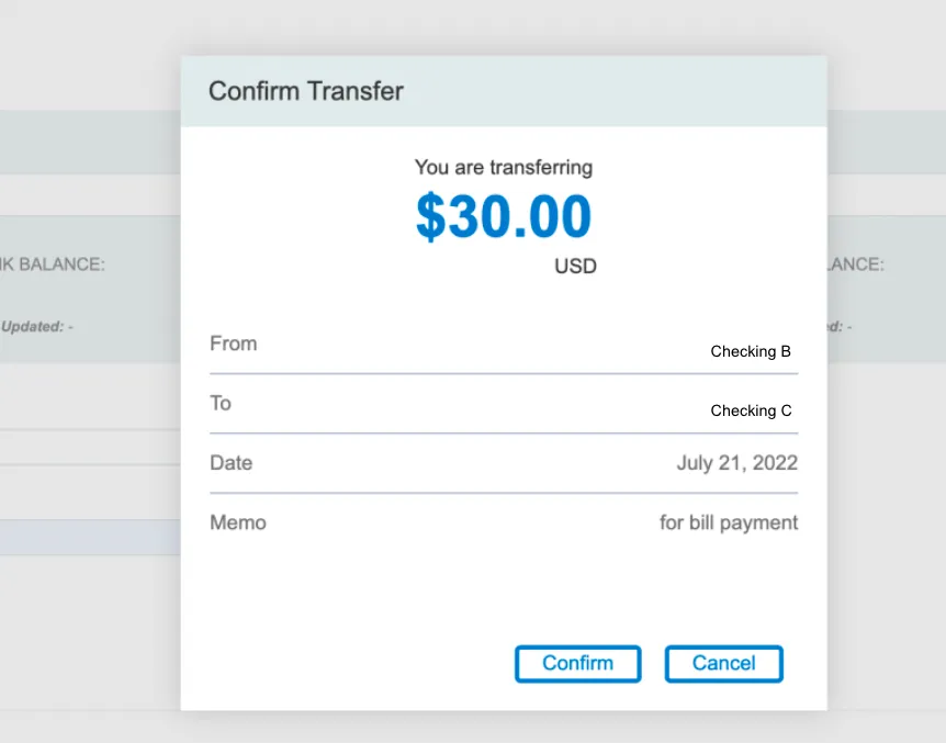 Confirm Transfer Confirm Transfer