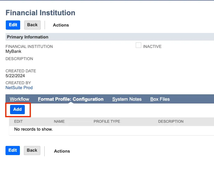 Configure Format Profile