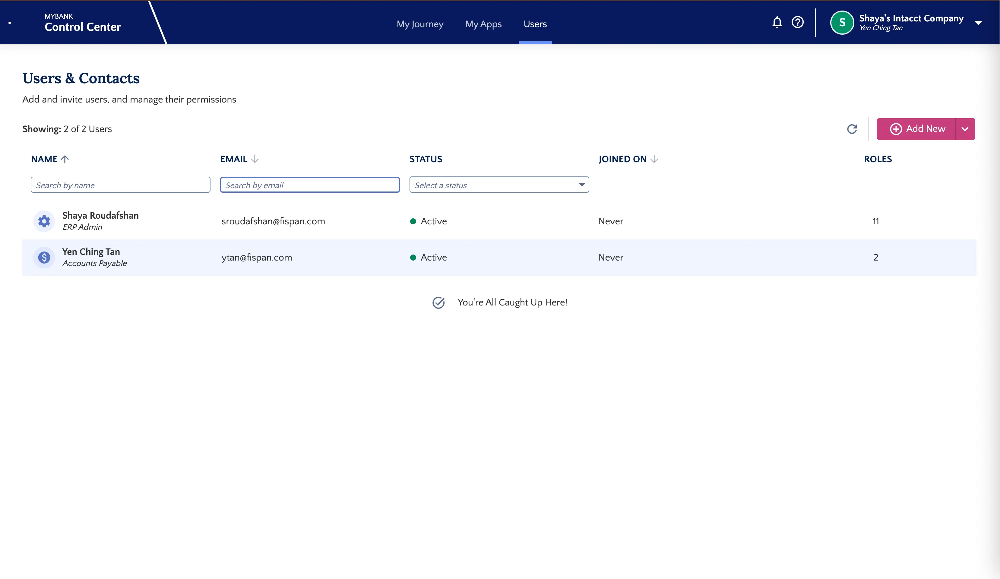 Users tab