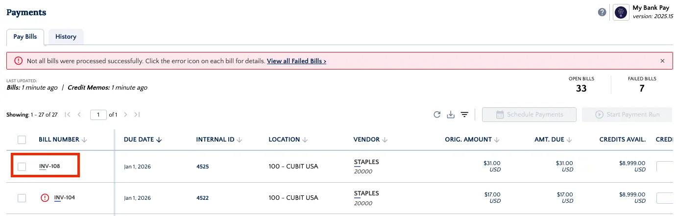 Confirm the Open Bill Confirm the Open Bill
