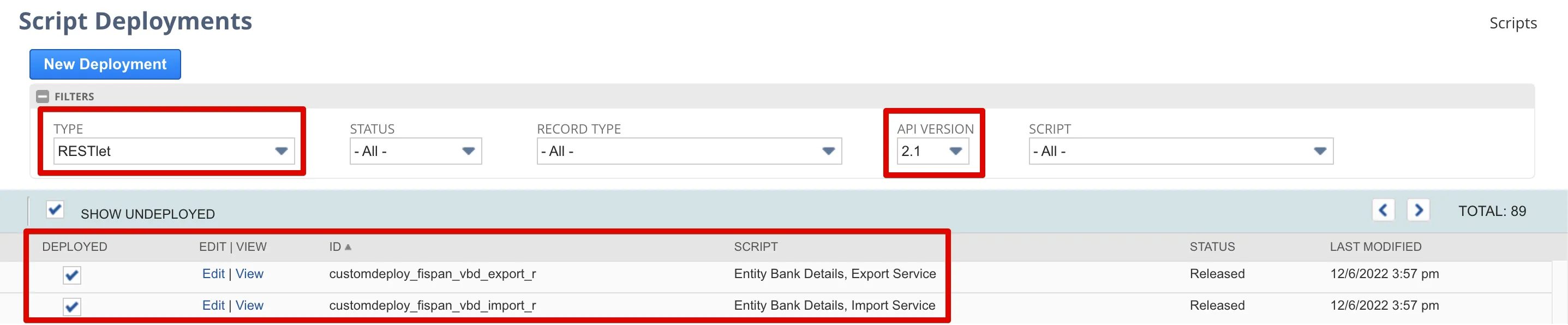 Select Edit on the the Script Deployment Select Edit on the the Script Deployment