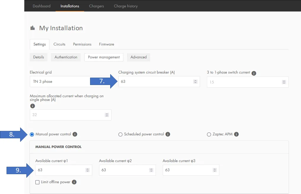 Power Control – Zaptec Portal
