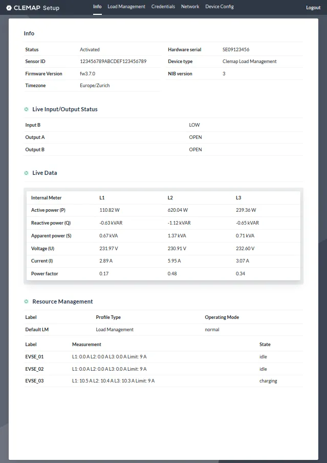 Local Interface CLEMAP Load Management
