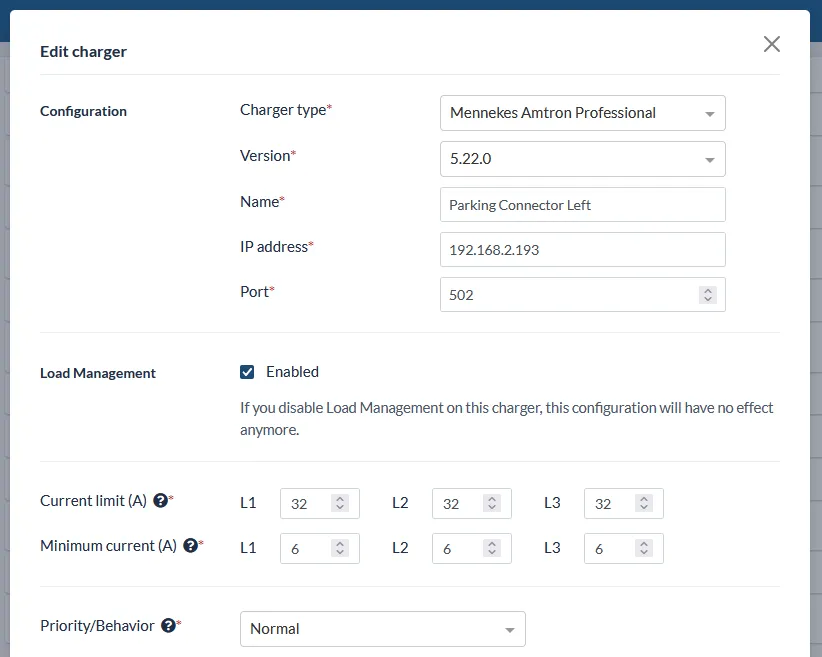 Configuration example of left connector in CLEMAP Floem Portal