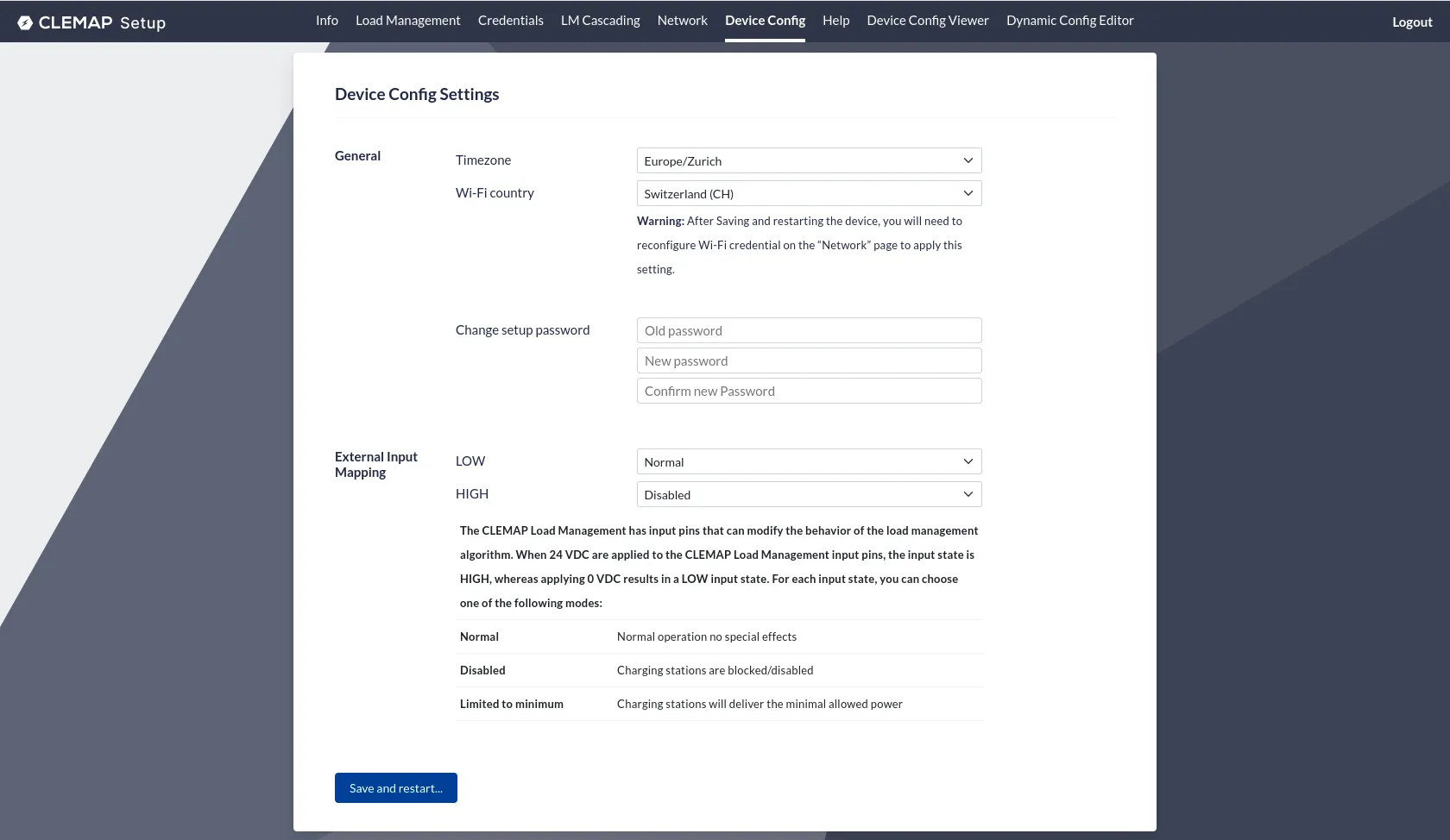Device Configuration e External Input Mapping