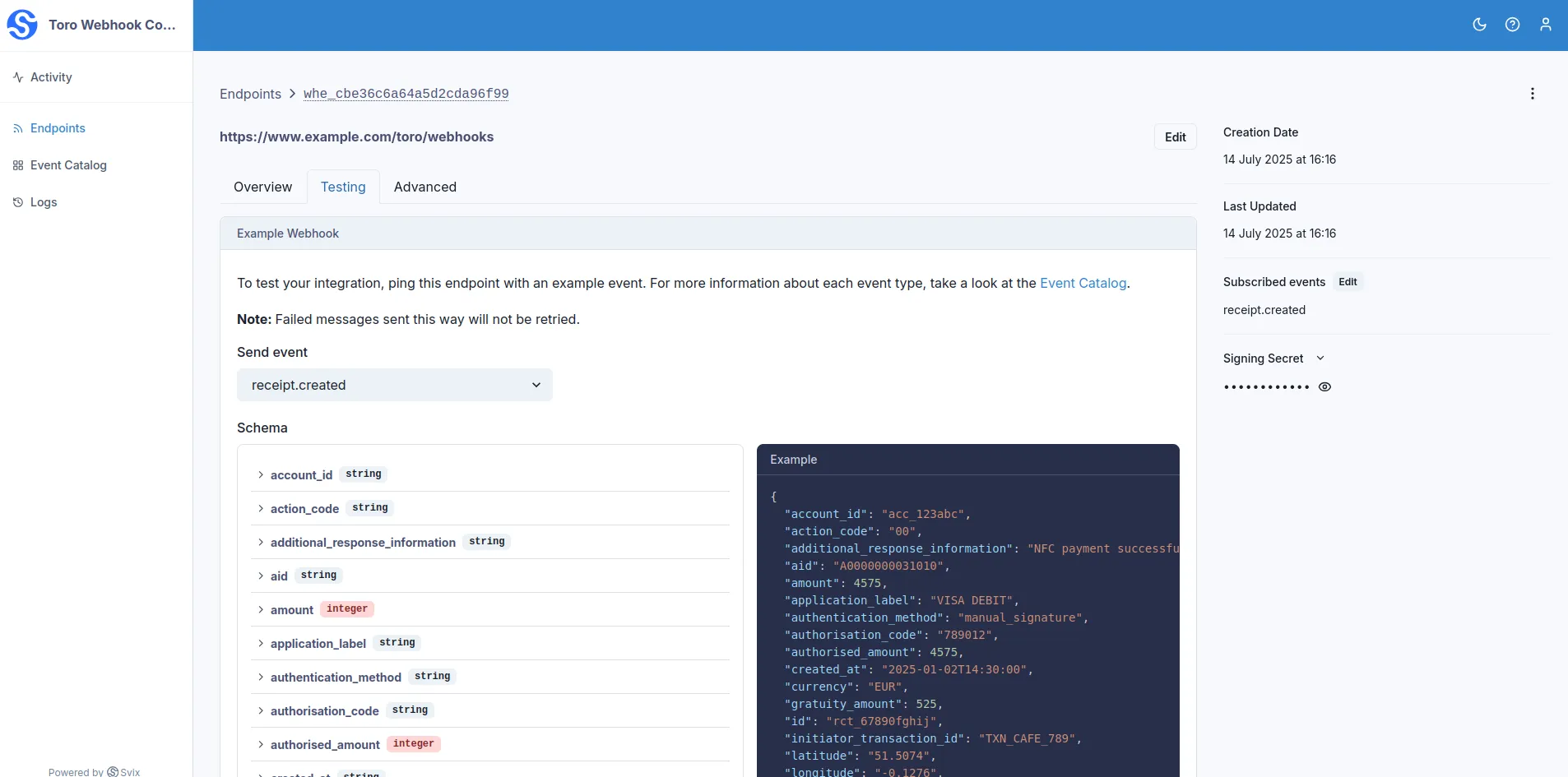Endpoint Testing Screen