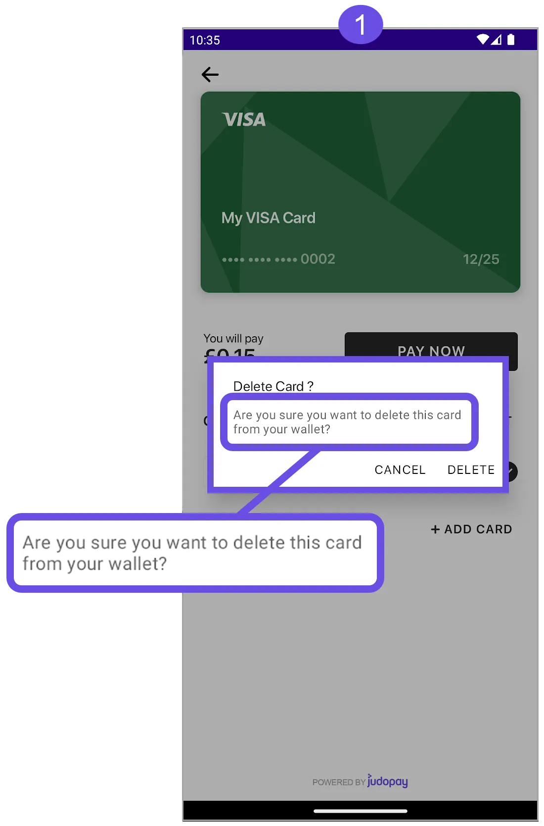 delete card confirmation message