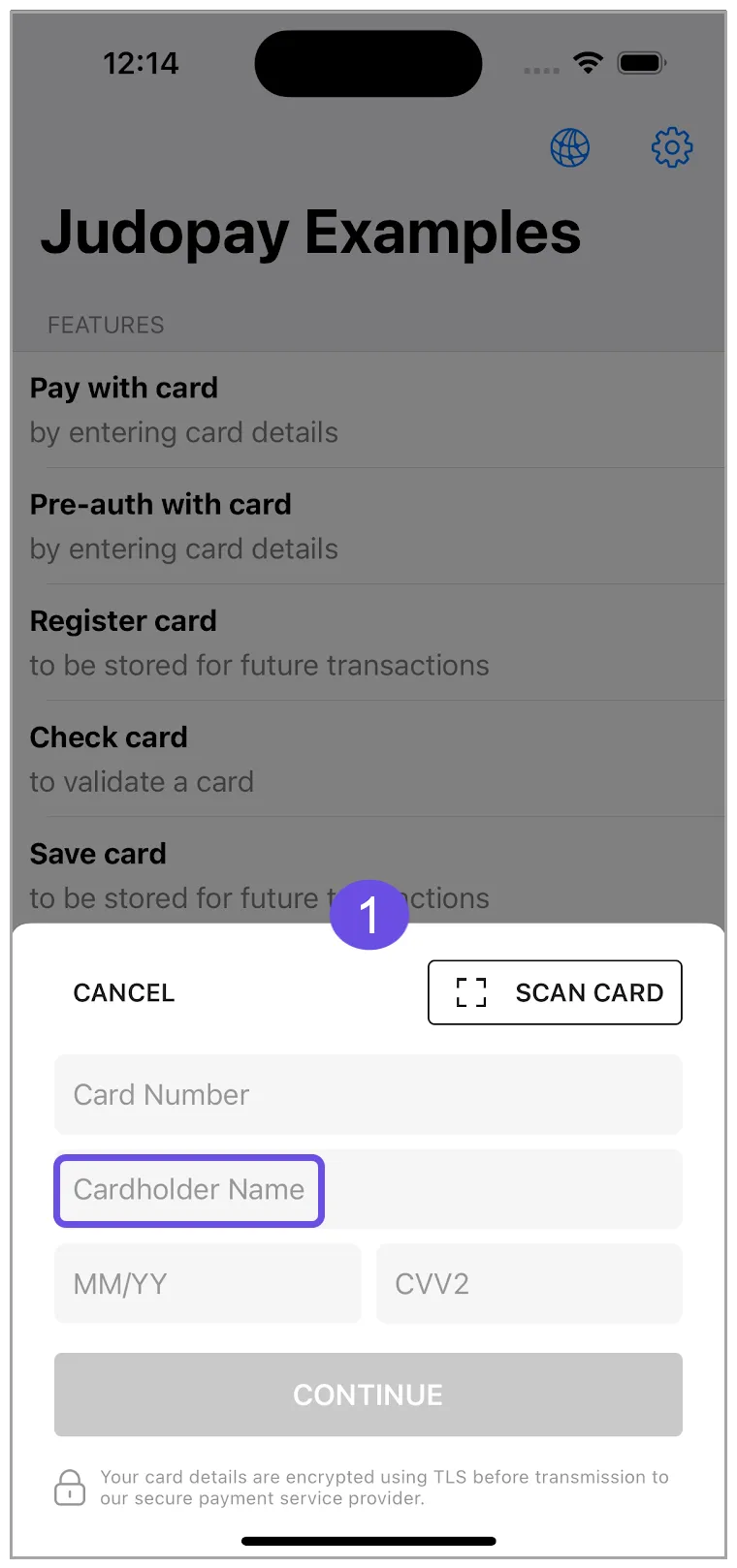 cardholder name hint cardholder name hint