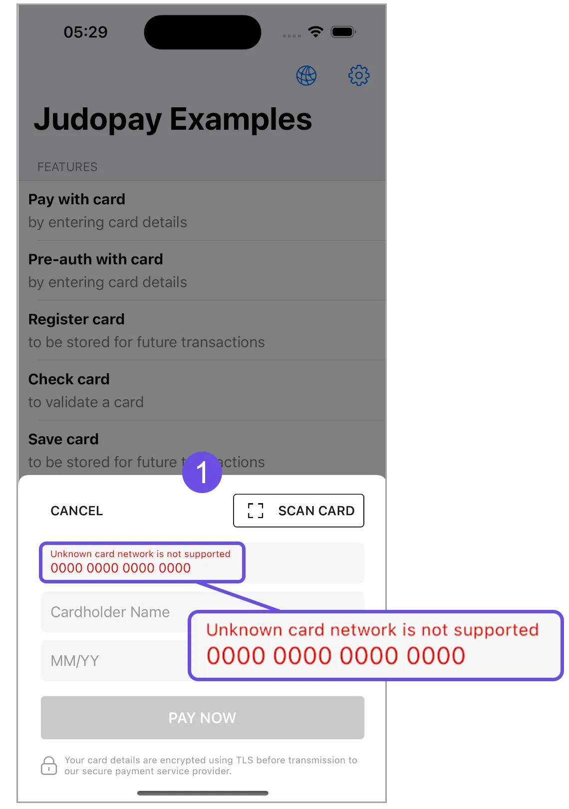 card network not supported card network not supported