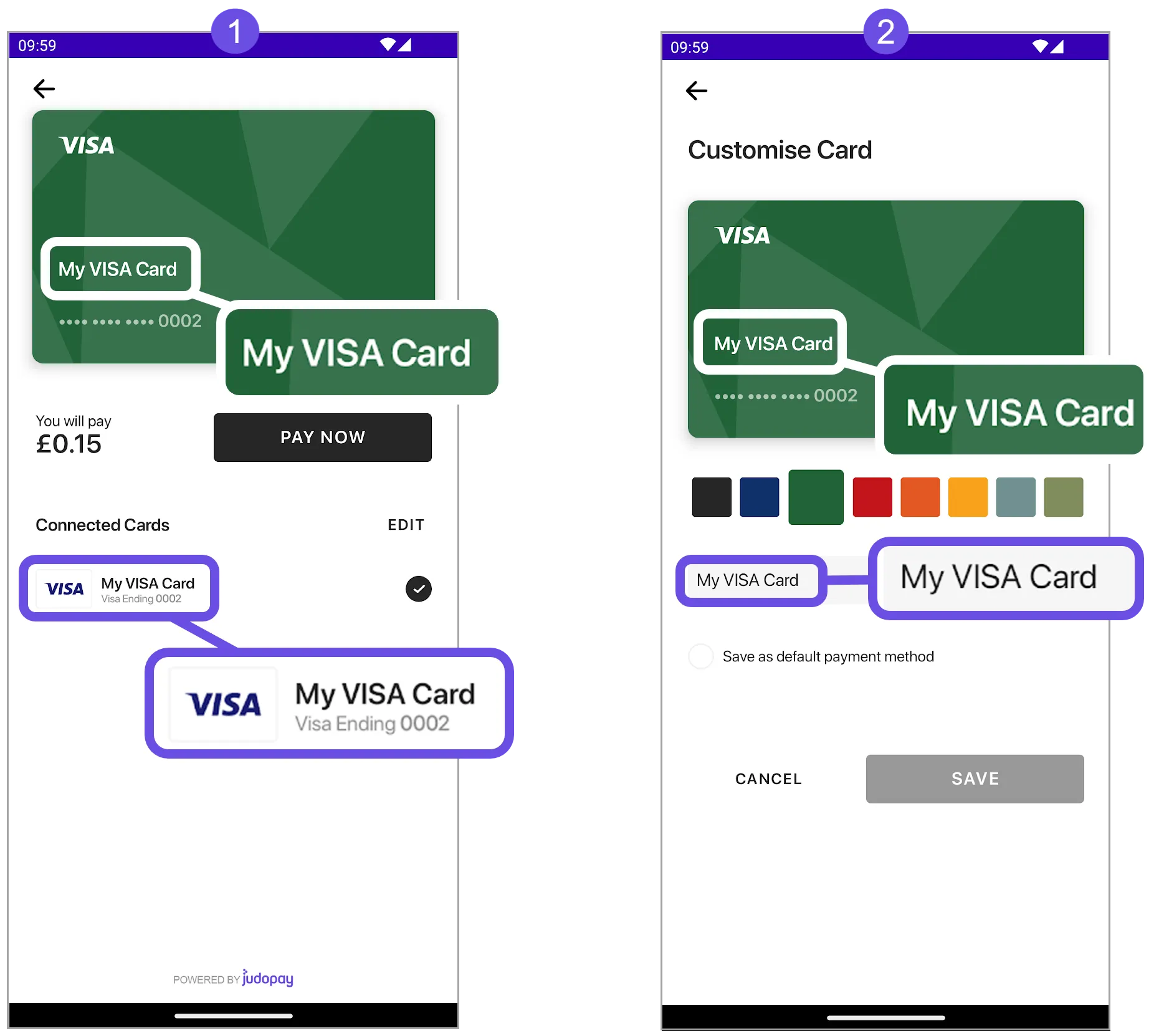 add visa card title