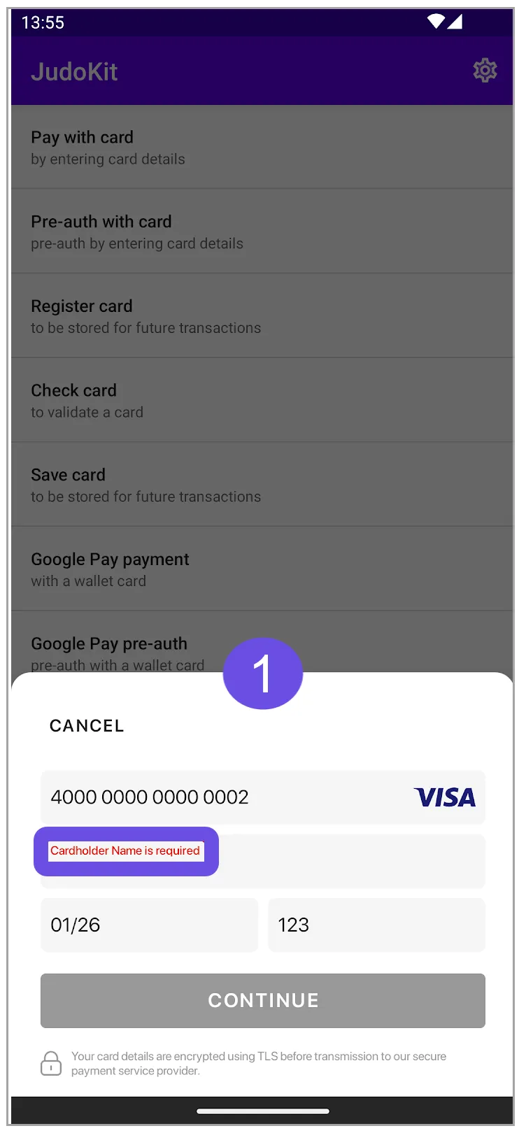 cardholder name required