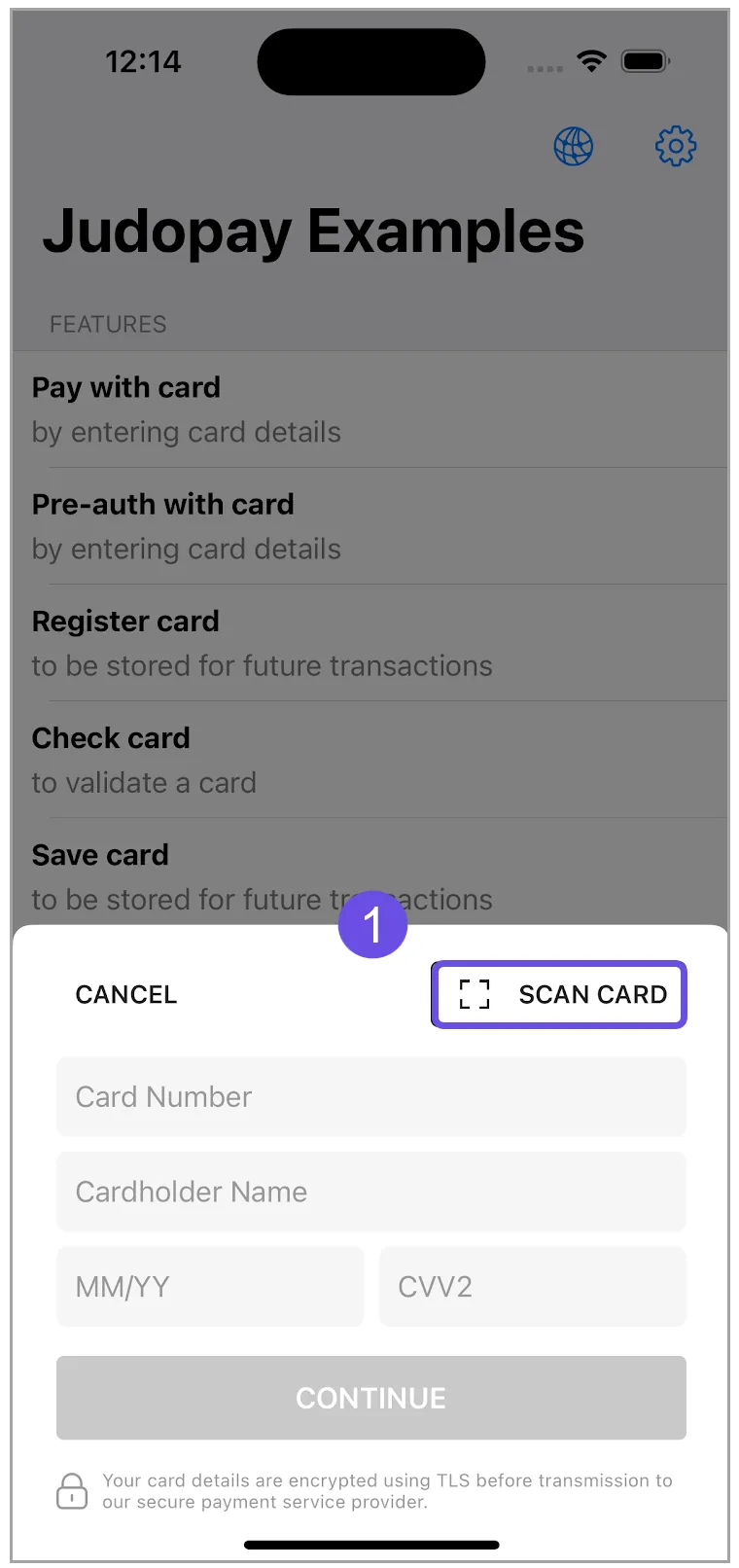 scan card button scan card button