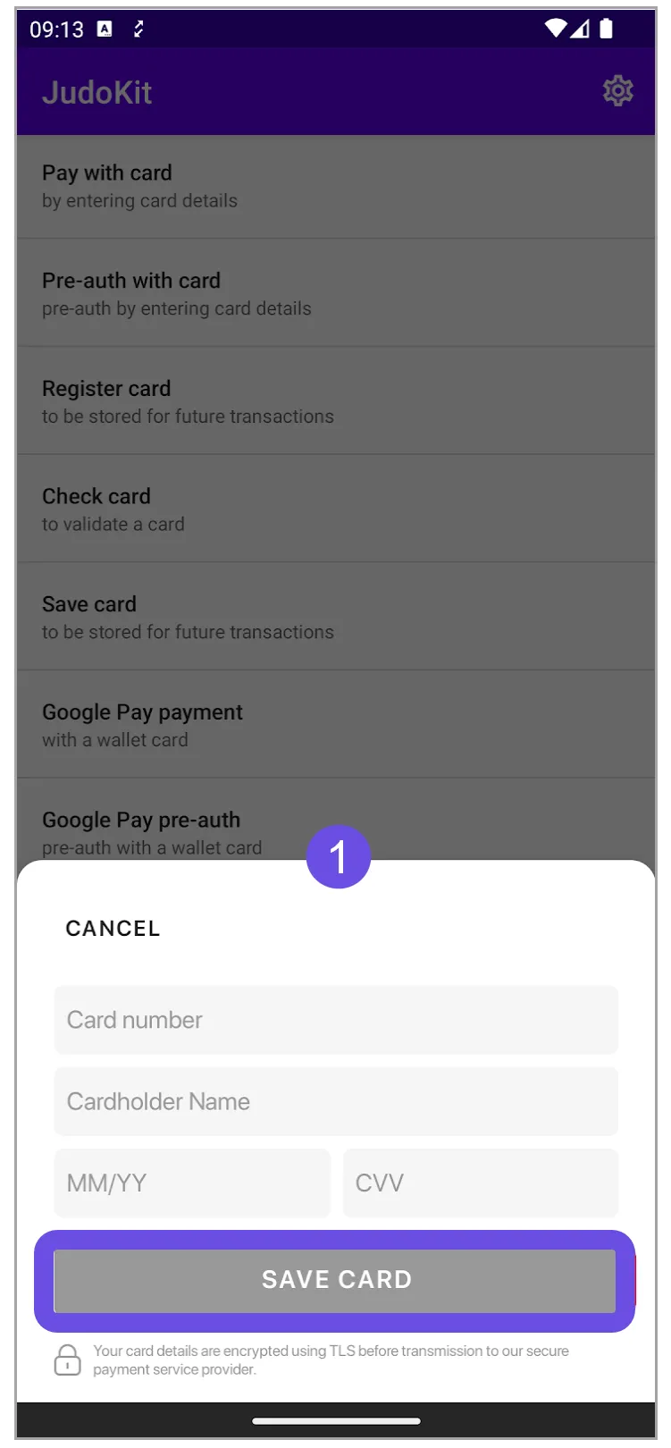save card button