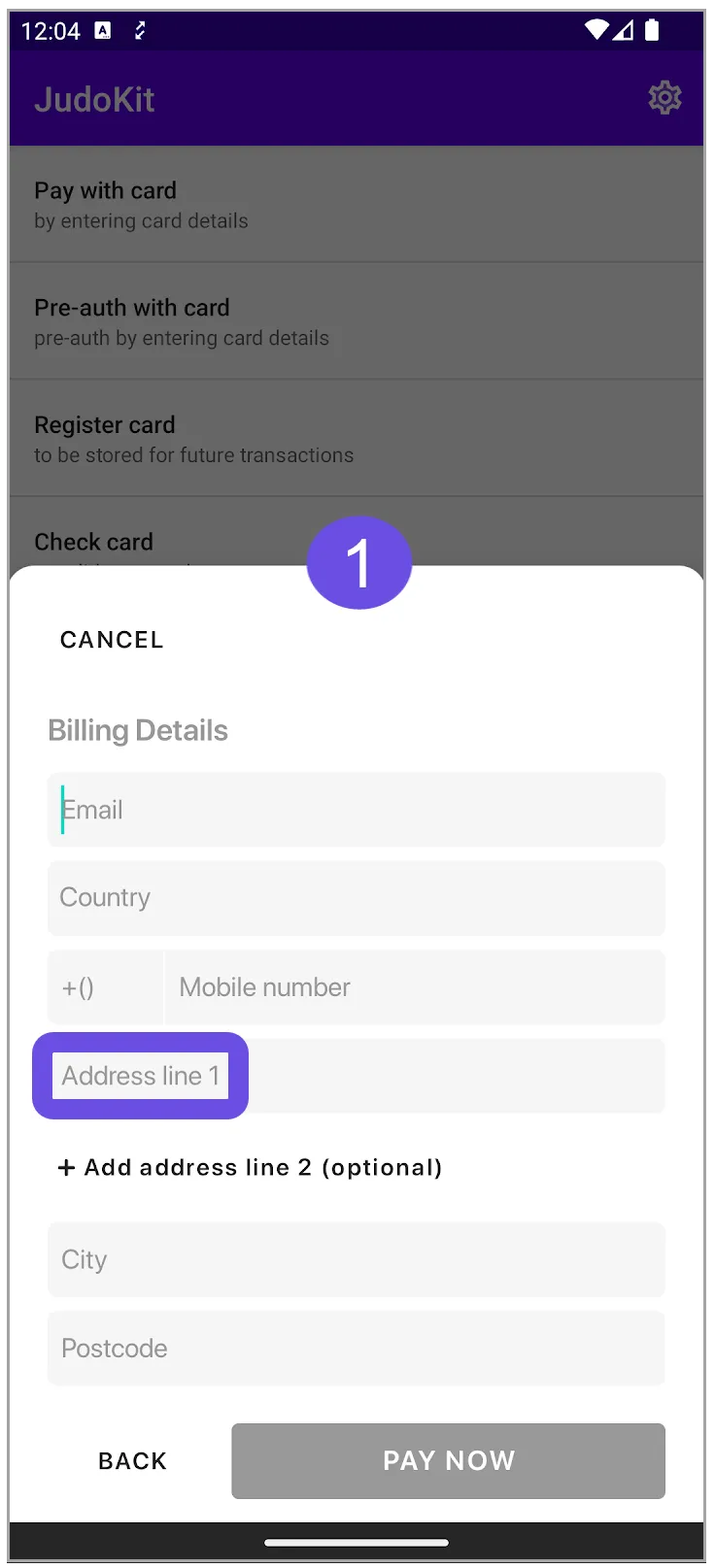 address line 1 hint