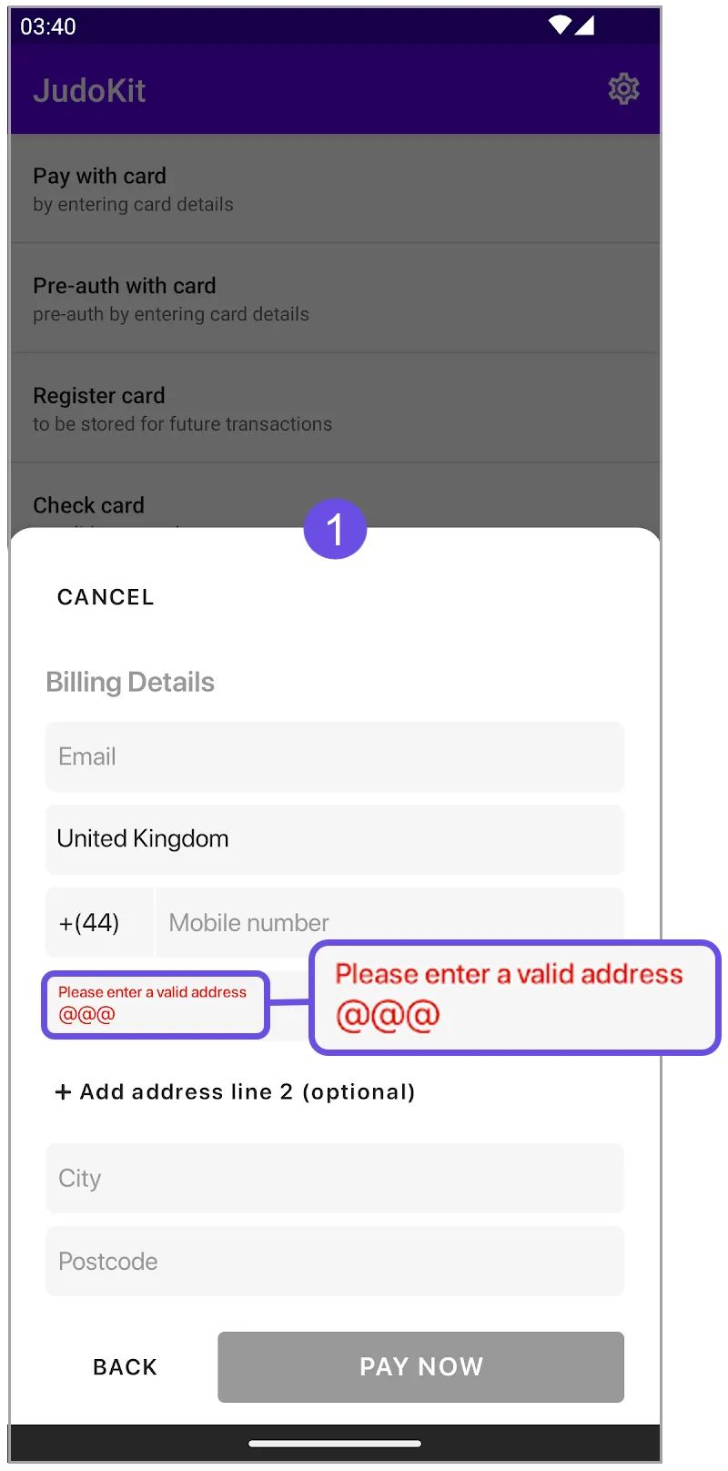 address input error