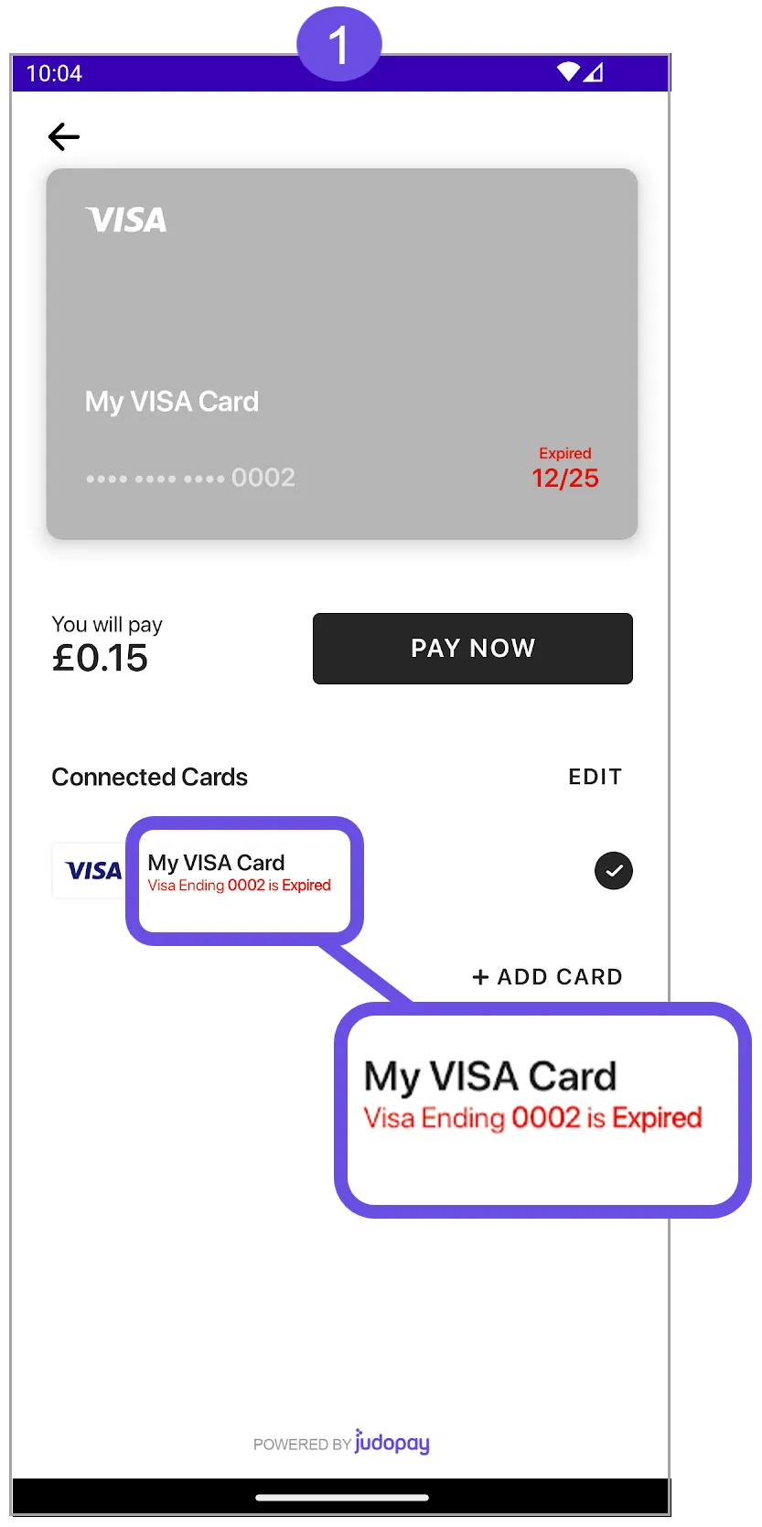card expired warning message