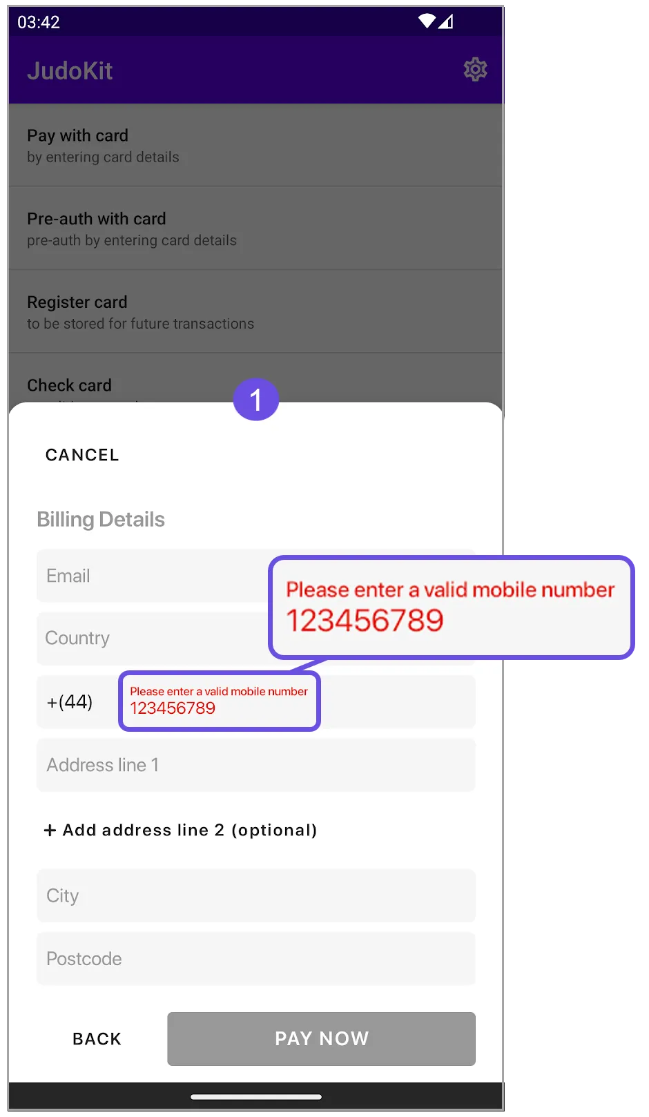 mobile input error