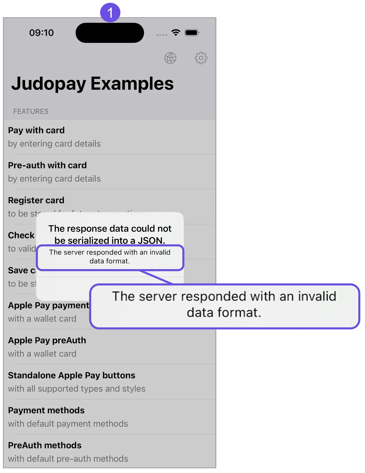 json response error message json response error message