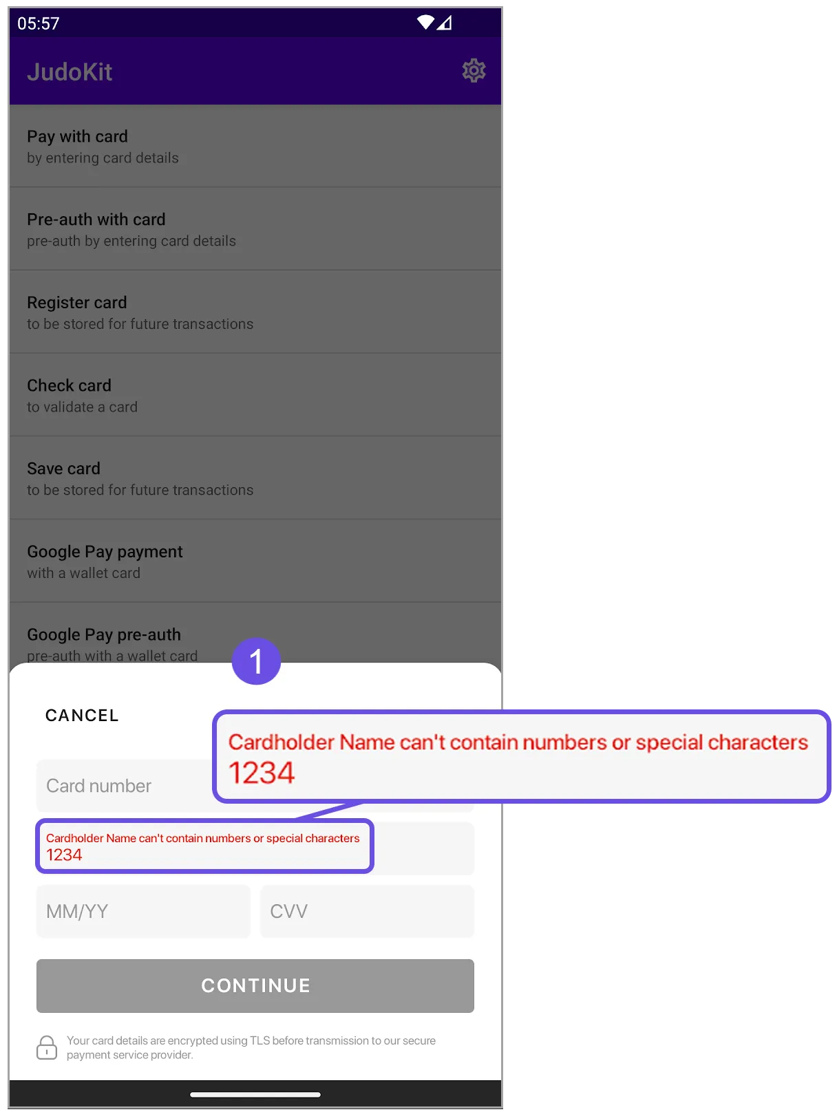 cardholder name no special characters