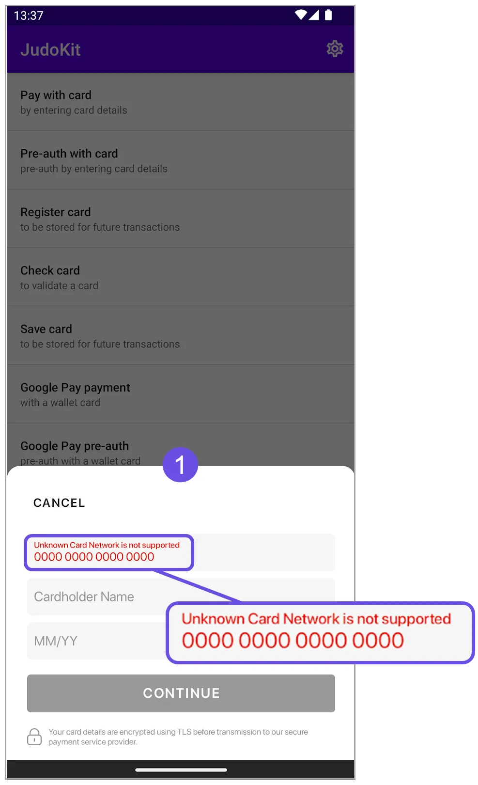 card network not supported