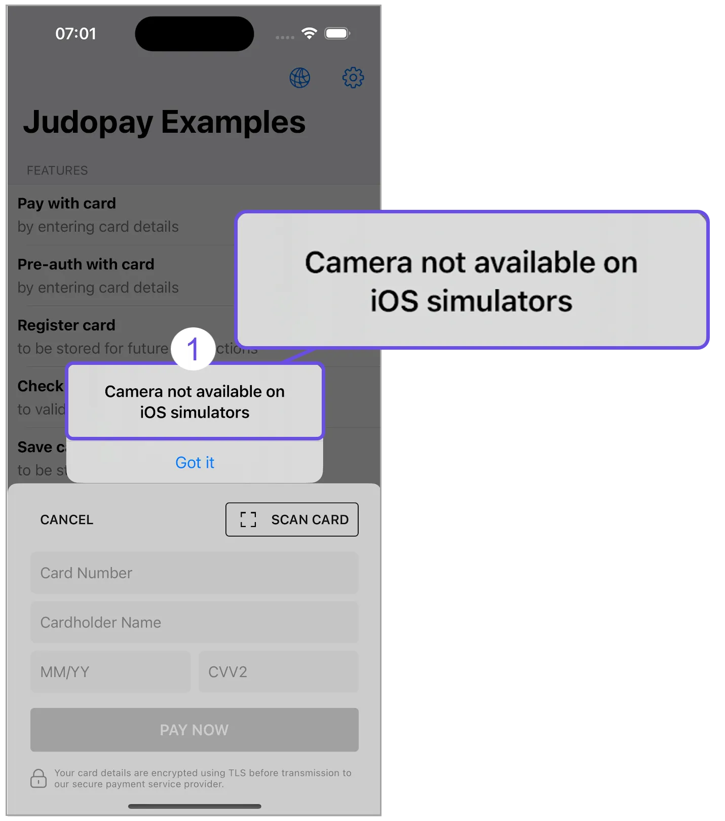 scan card ios simulator error title scan card ios simulator error title