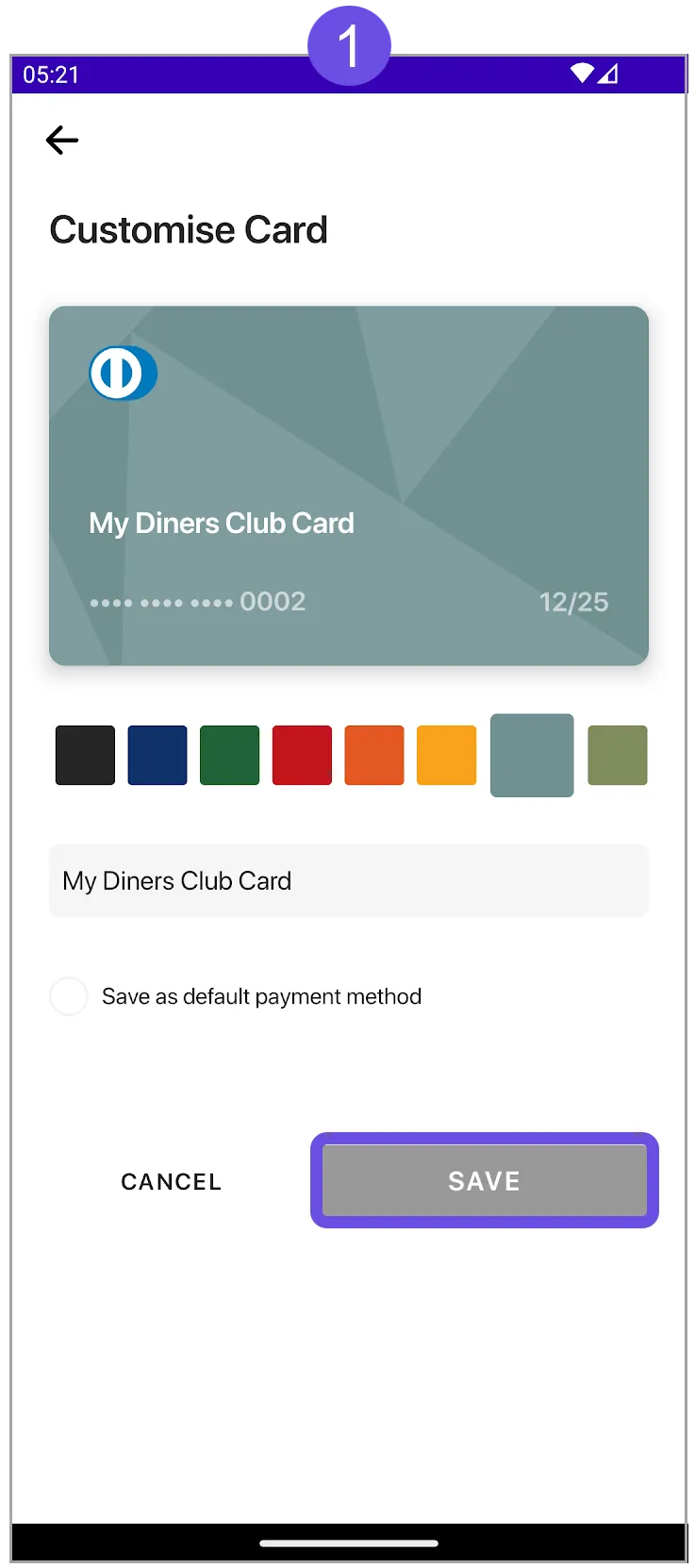 save card button