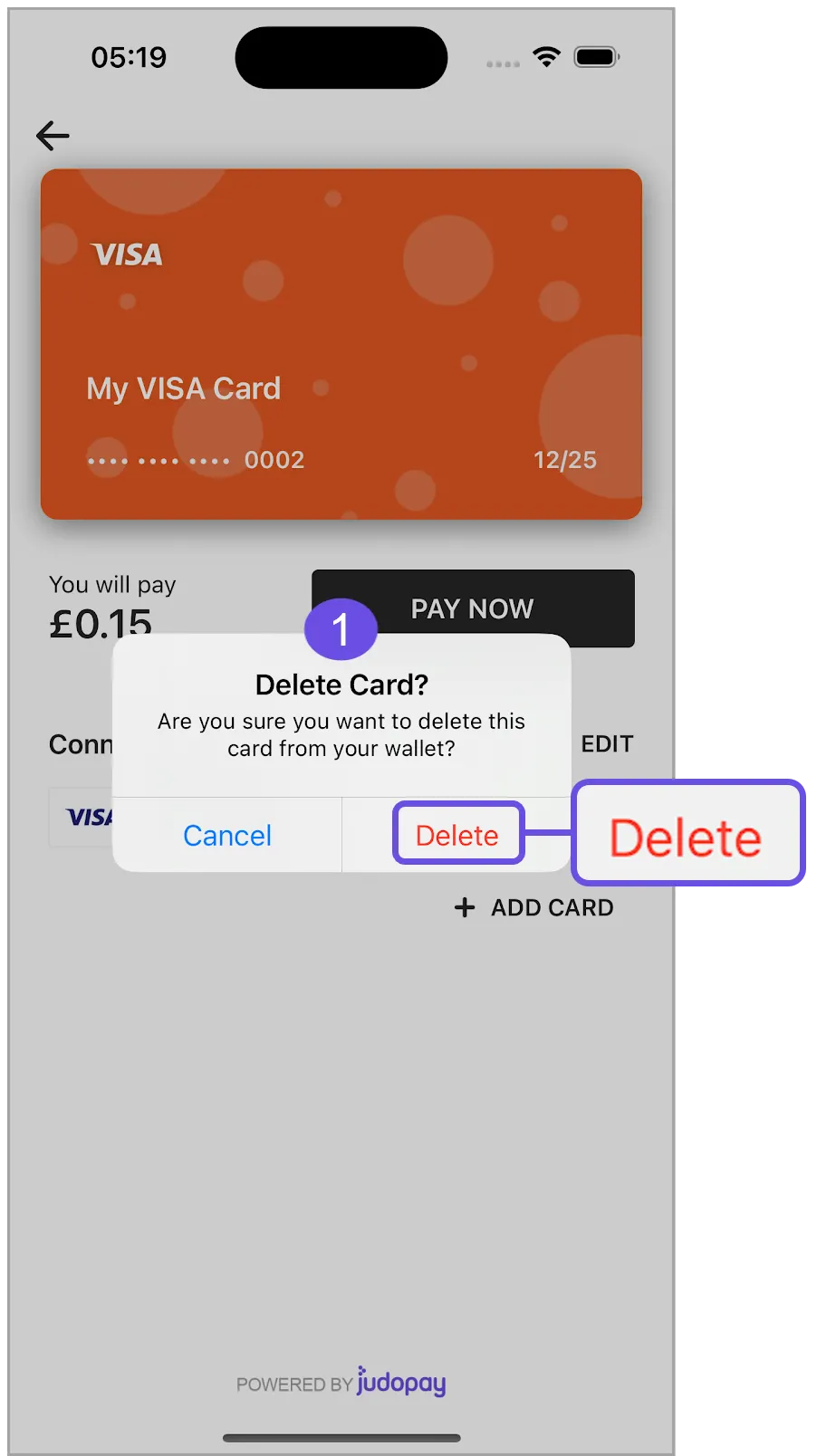 delete card button delete card button