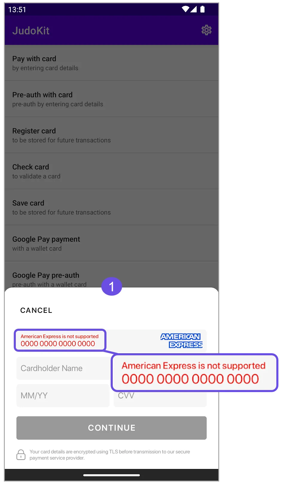 amex not supported