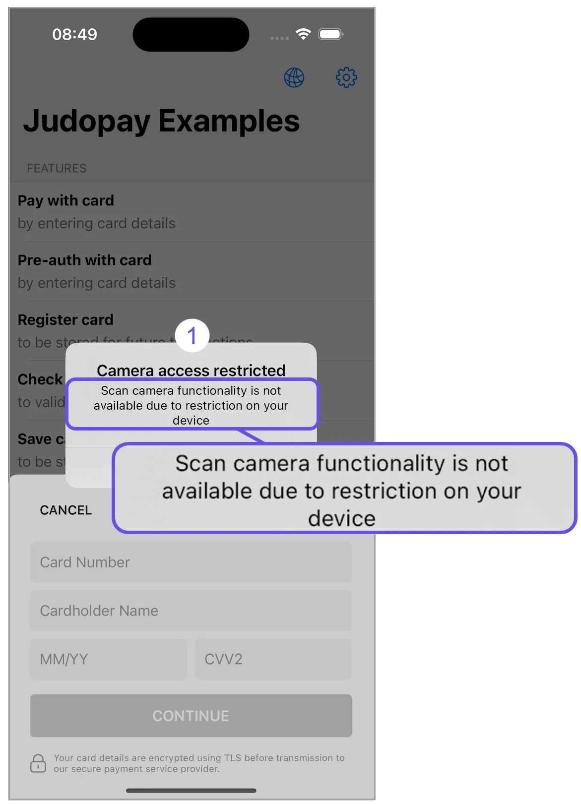 scan card restrictions message scan card restrictions message