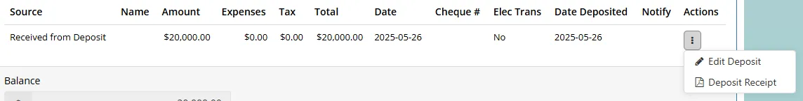 Deposit Receipt