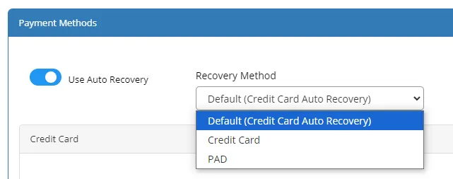 Expense auto recovery method selection Expense auto recovery method selection