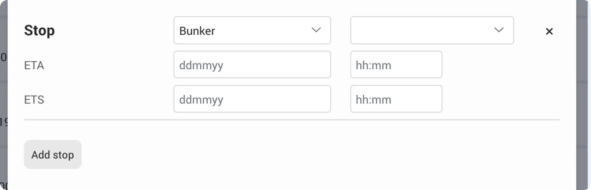 Create Port call popup
