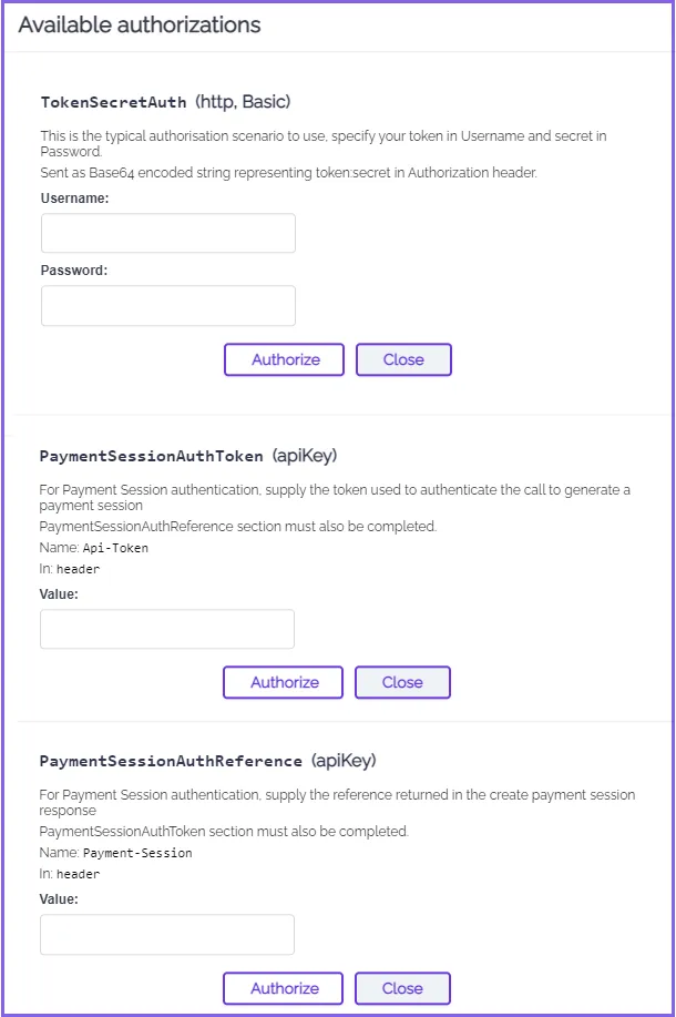 available authorization types