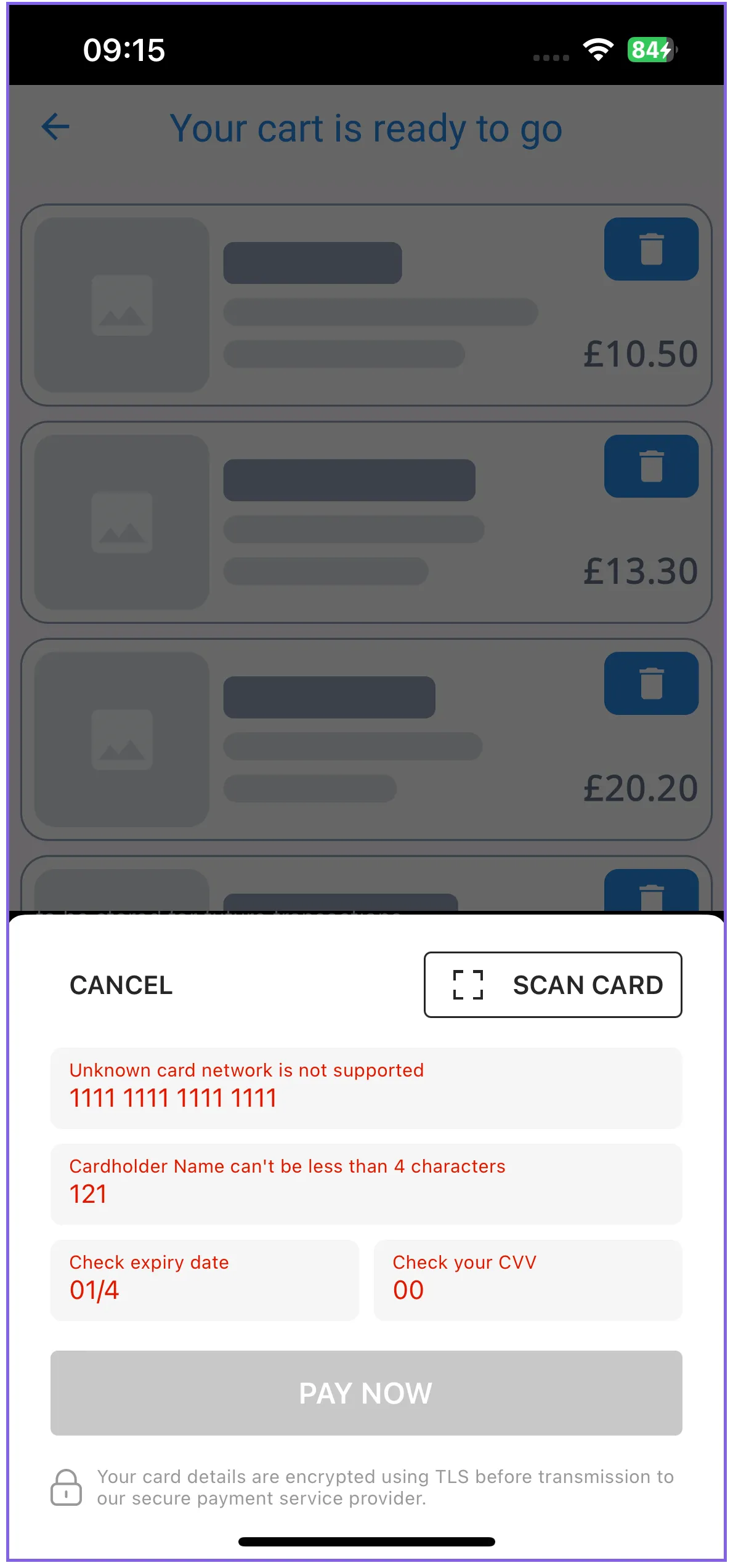 ios button greyed out