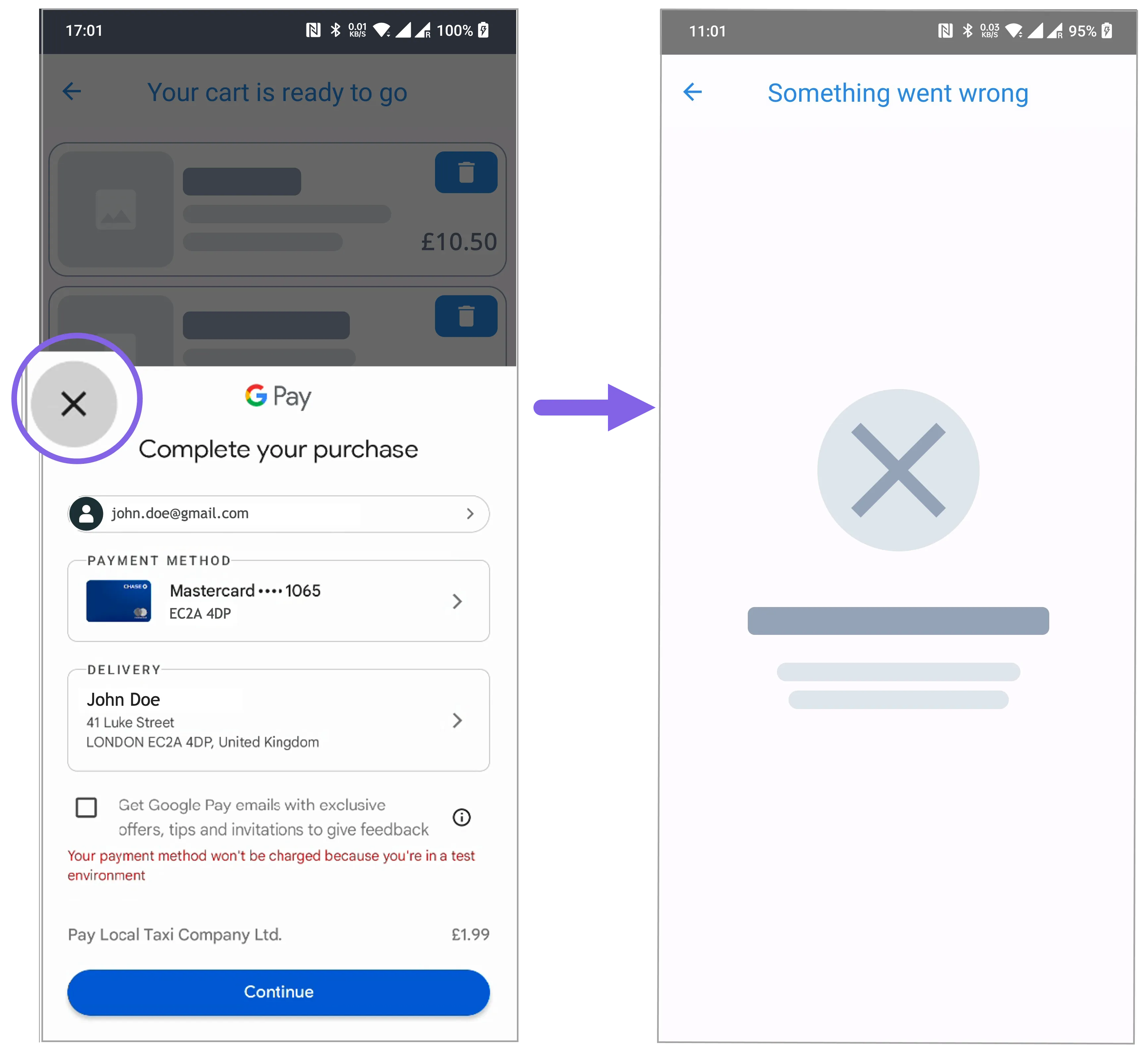 google pay user cancels