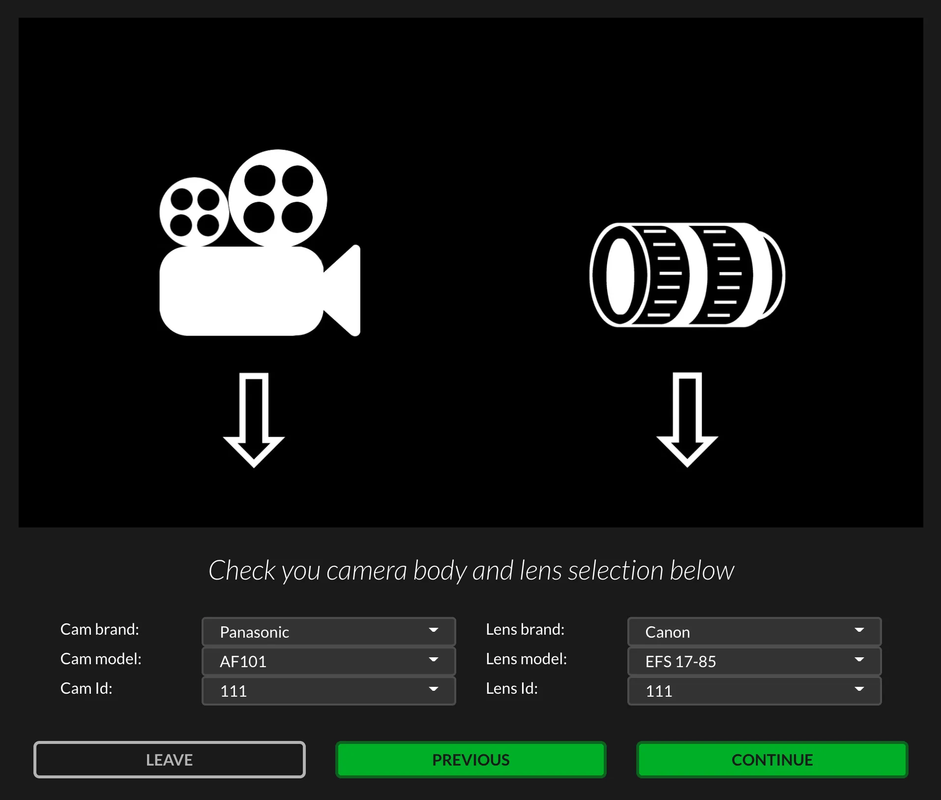 Main body and lens selection