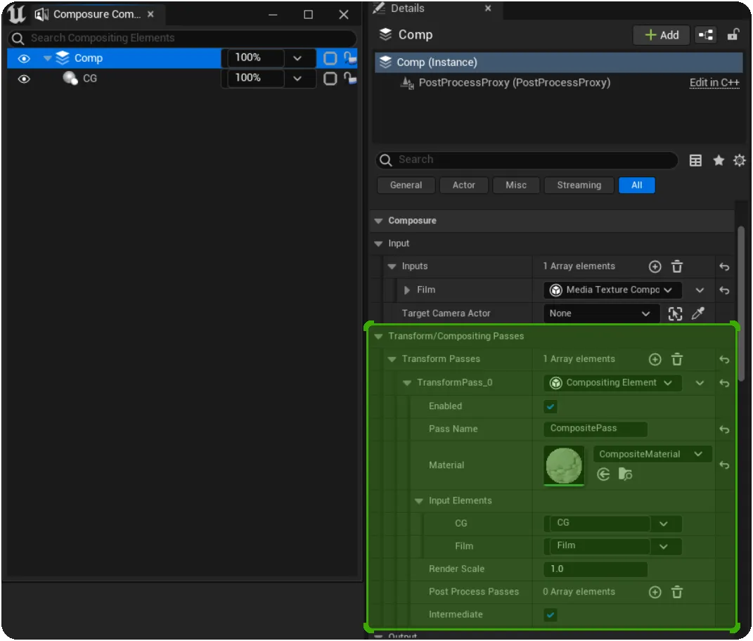 Add a new Compositing Pass to the Comp Add a new Compositing Pass to the Comp