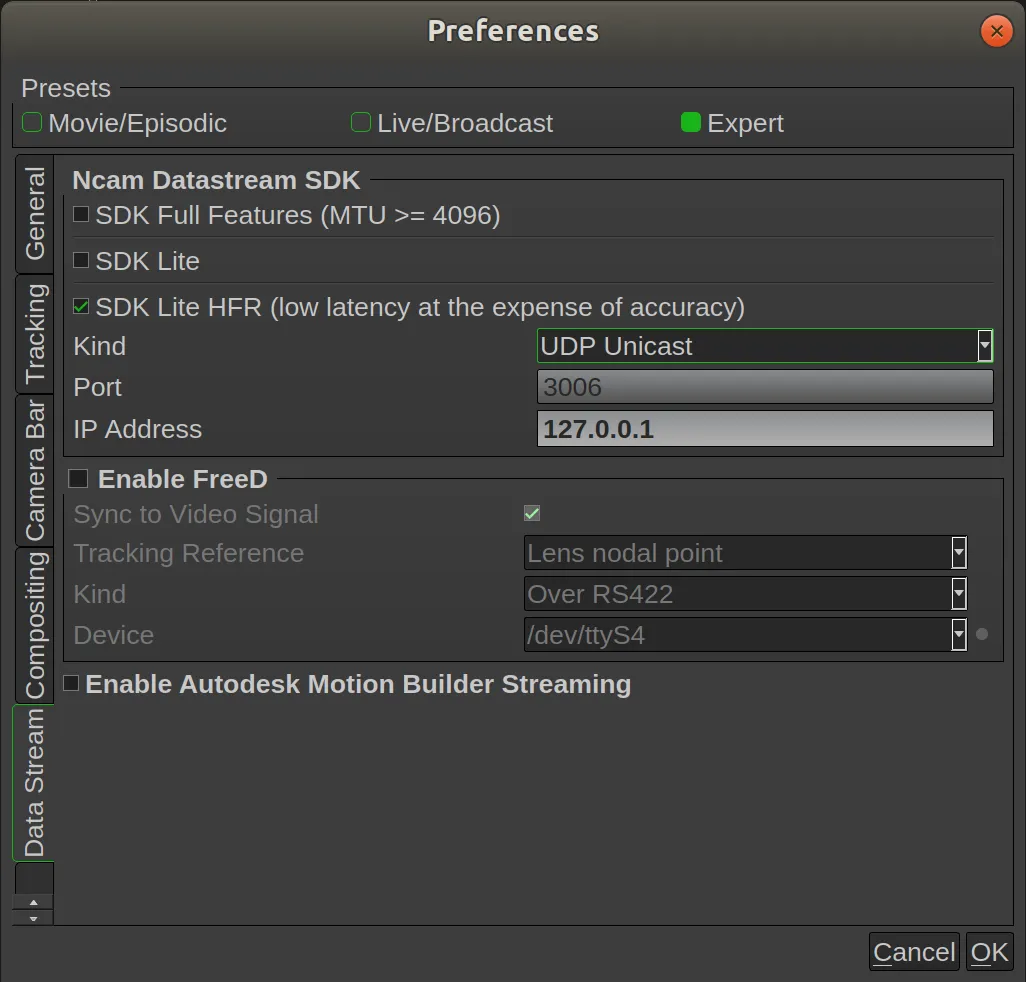 HFR mode in preferences