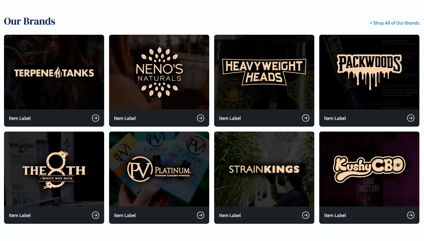 Show case your house brands in a nicely organized grid