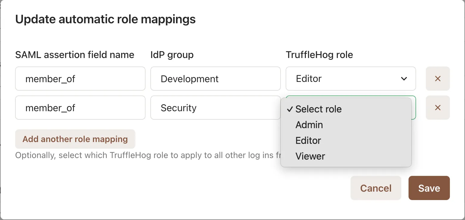 Update automatic role mappings modal Update automatic role mappings modal