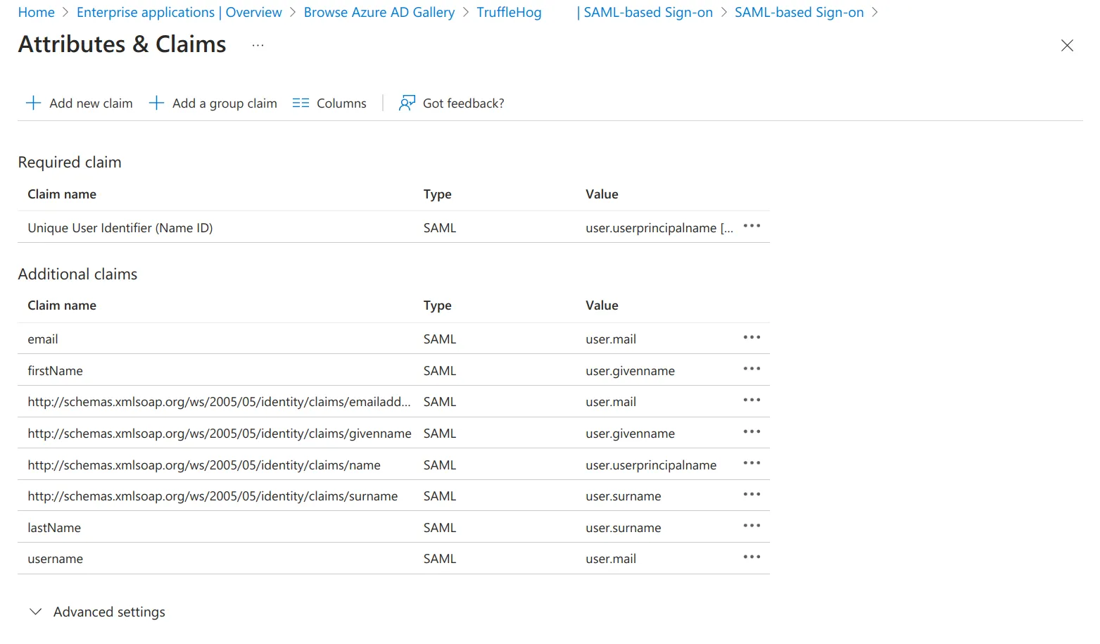 Define the attributes and claims Define the attributes and claims