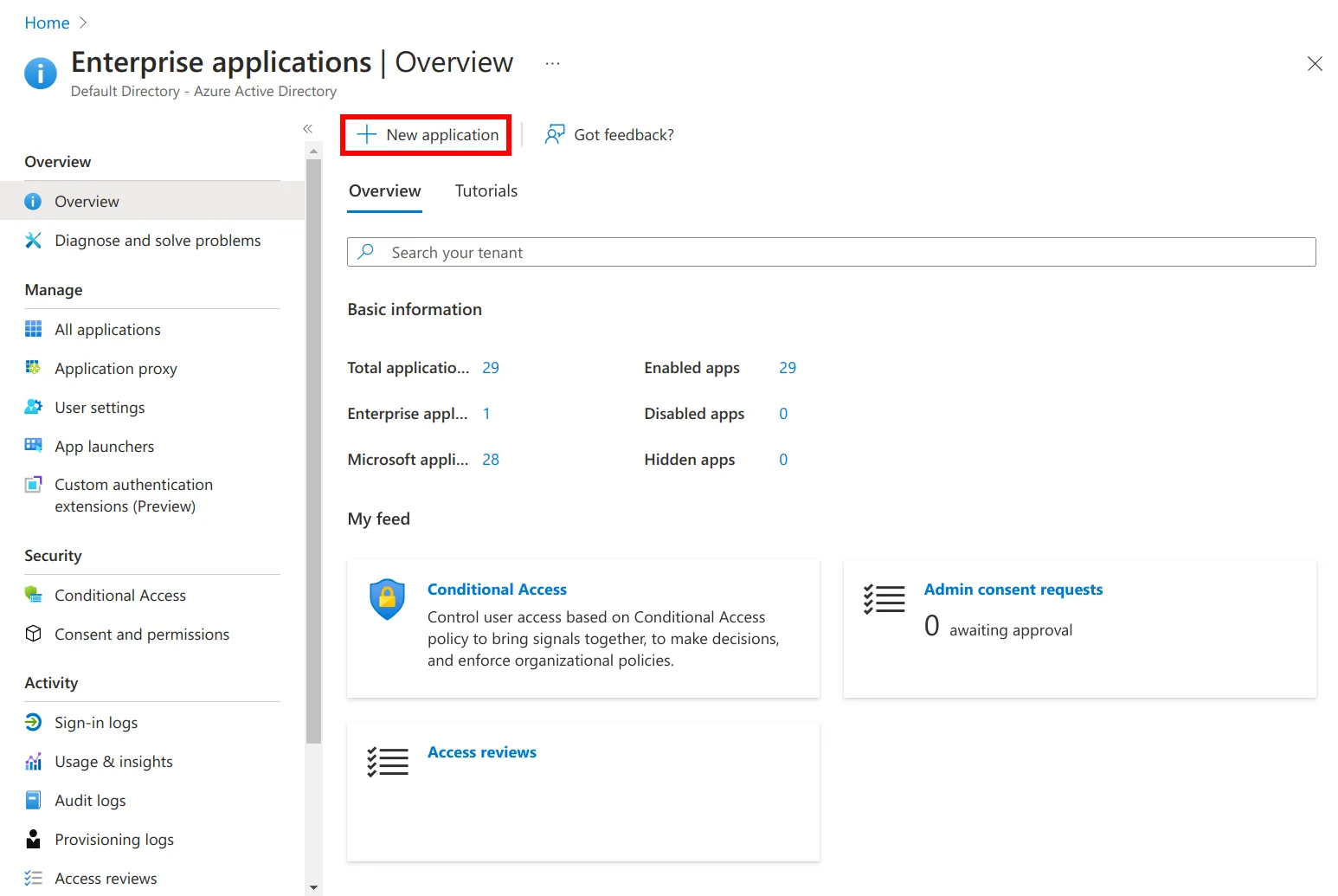 Create a new application Create a new application