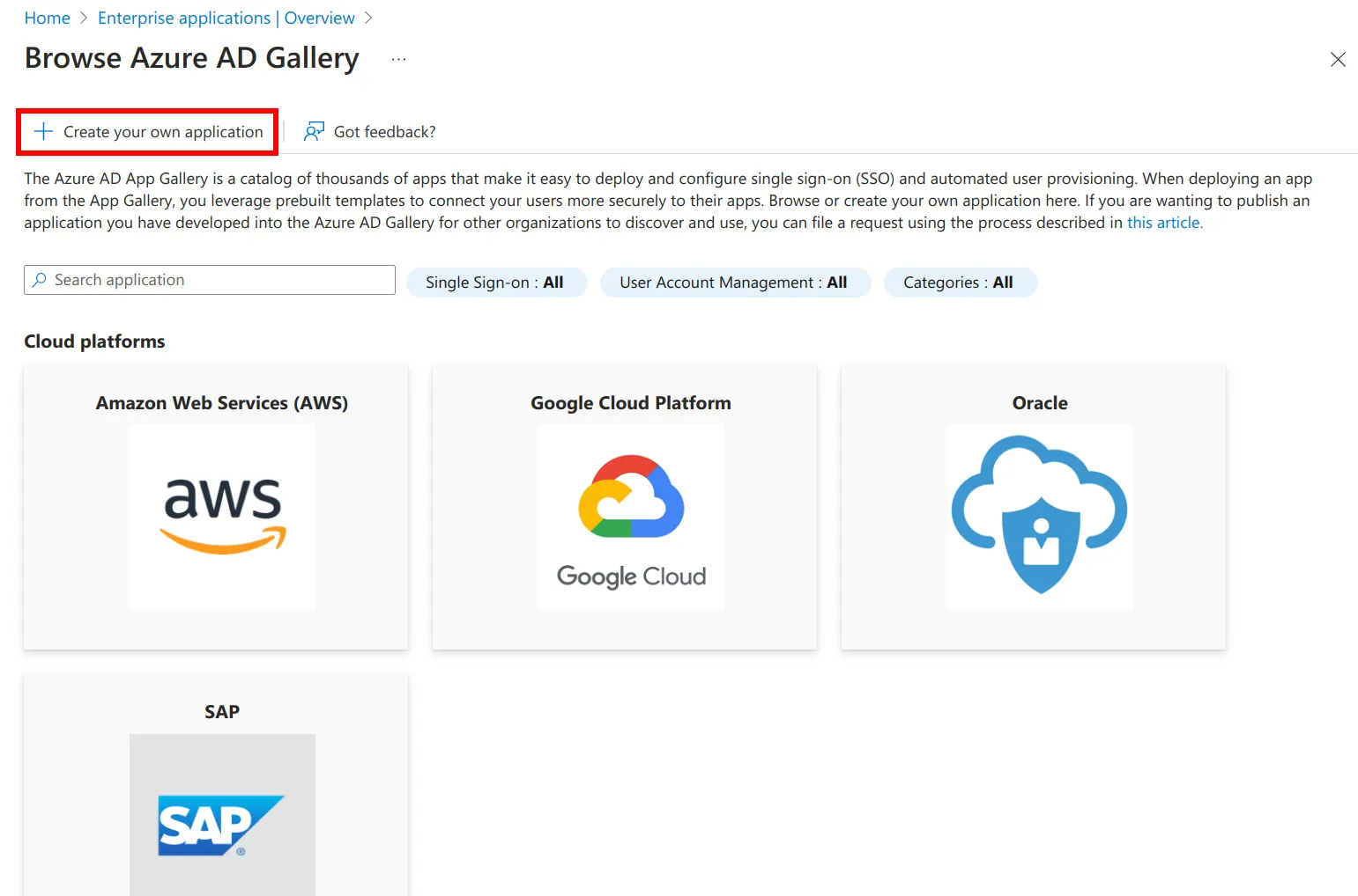 Select Create your own application Select Create your own application