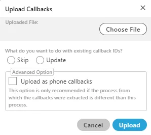 Figure: "Upload CSV" Modal