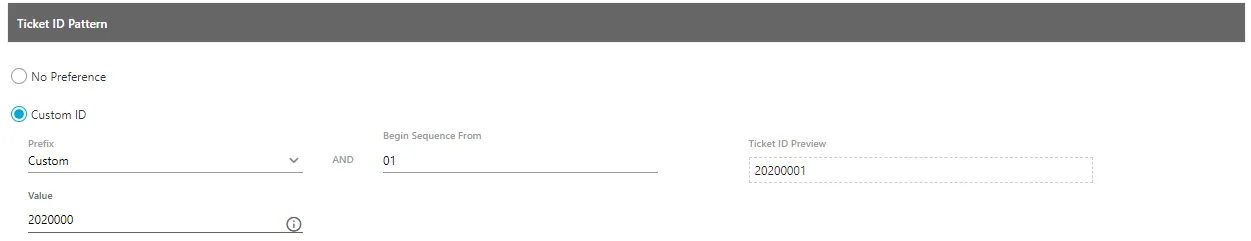 Figure: Custom-field based Ticket ID