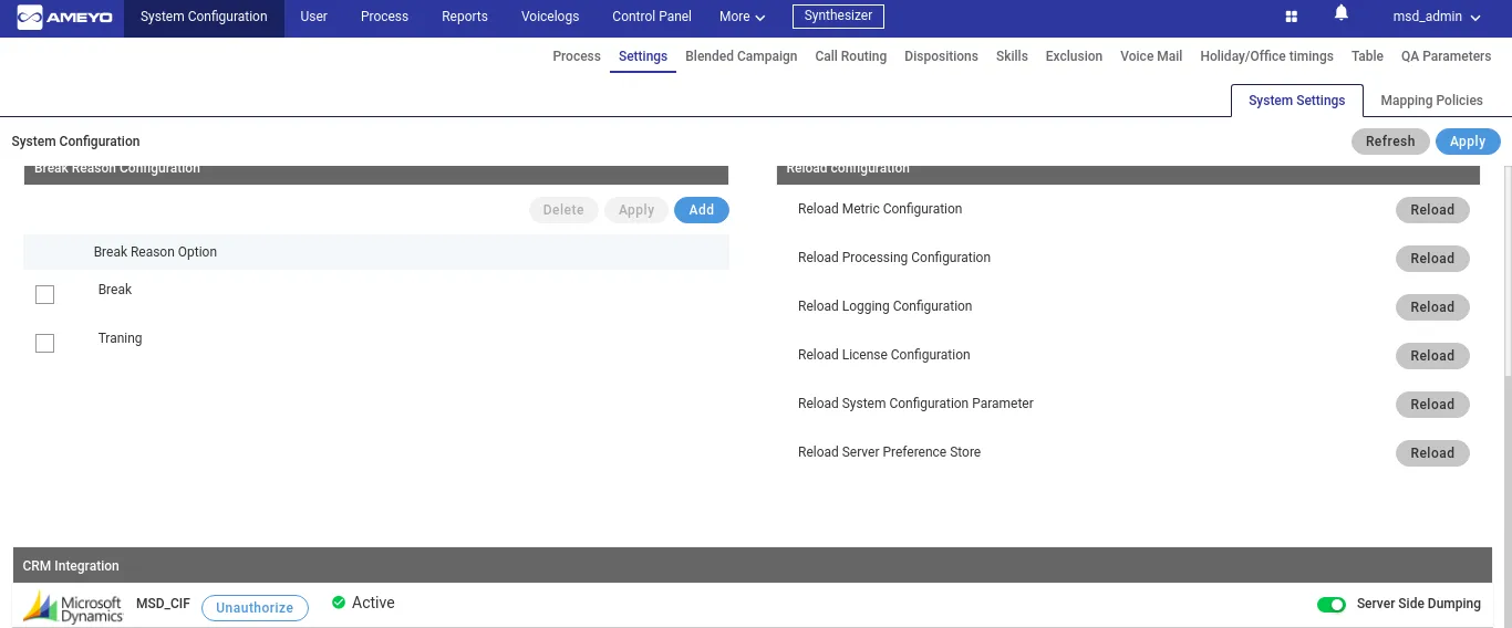 Figure: Option of Server-side Dumping for Microsoft Dynamics