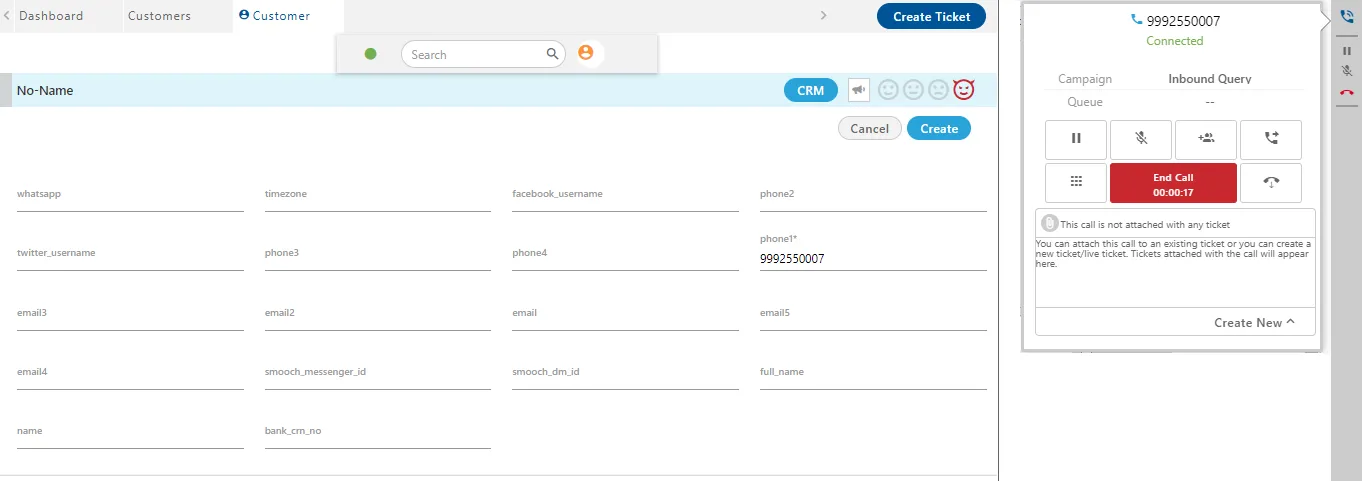 Figure: CTI pop-up for the new Customer Figure: CTI pop-up for the new Customer