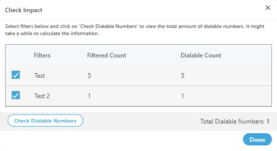 Figure: Dialable Count for every filter separately and for all filters