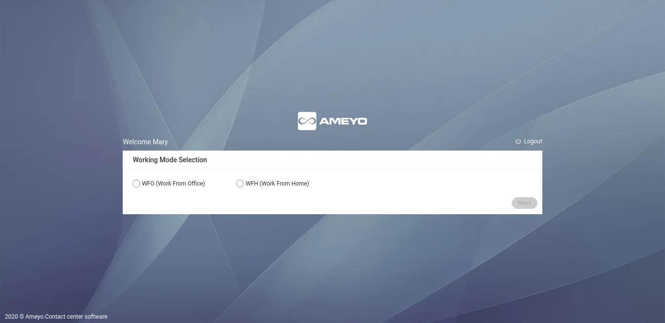 Figure: Select Working Mode Status